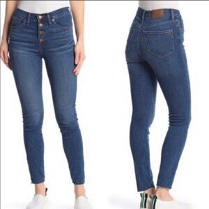 Madewell Button Fly Mid Rise Skinny Jeans  Womens Size 24 Raw Hem